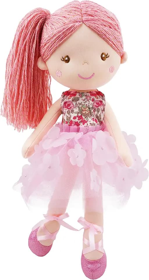 June Garden 18" Rosalie Ballerina Plush Doll, Pink Floral Dress
