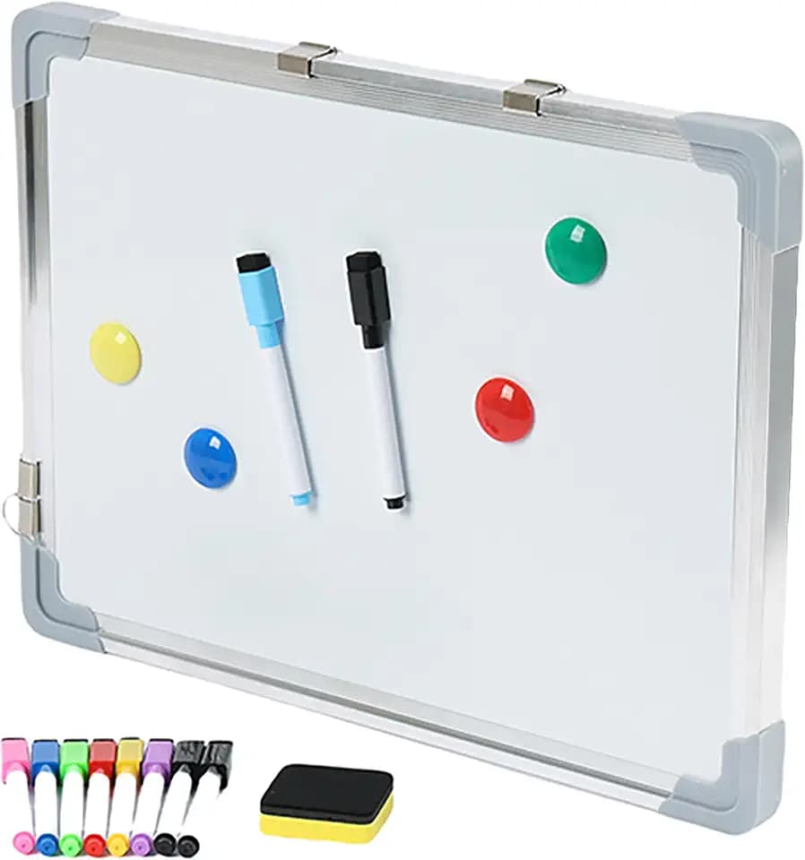 Relaxdays Whiteboard, mit Zubehör, abwischbar, magnetisch, Planungstafel mit Eckenschutz, Magnetwand 30 x 40 cm, weiß