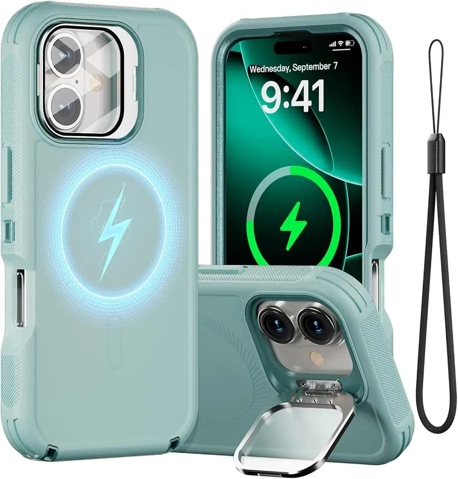 Follaroma for iPhone 17 Case with Magnetic,Heavy Duty Case,6.3'',Mint