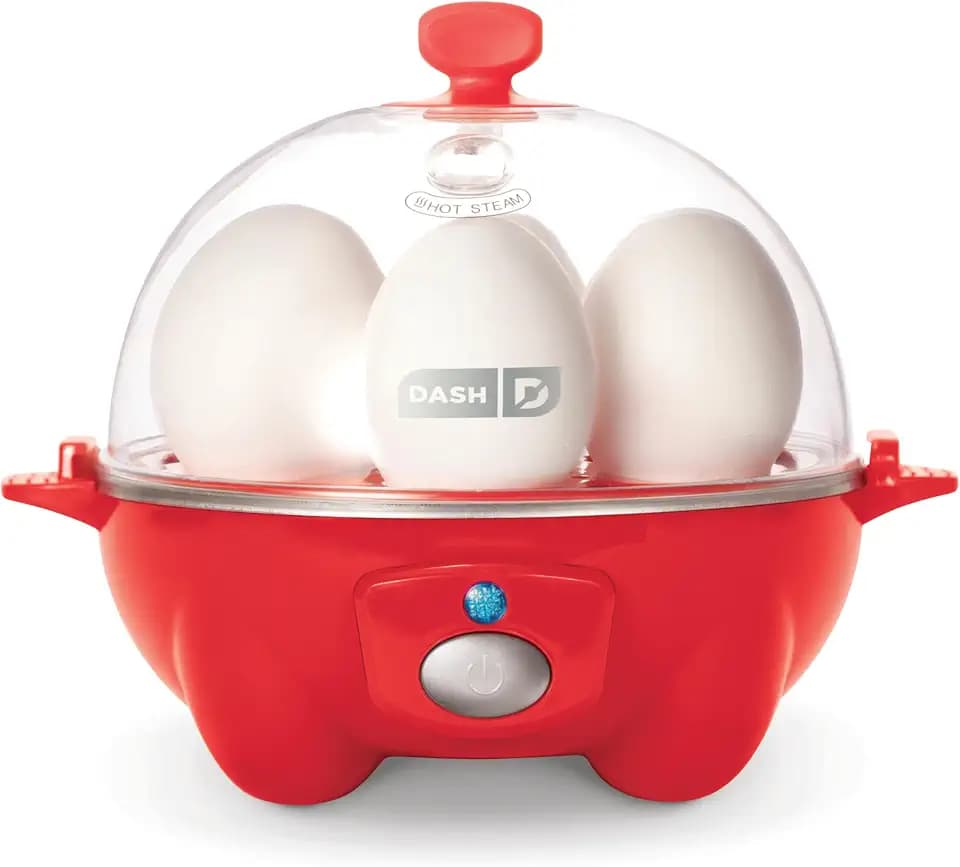 Dash Rapid Egg Cooker - Boiler, Poacher & Steamer - Includes Measuring & Recipe Guide - Dishwasher Safe - Holds 7 Eggs, Red