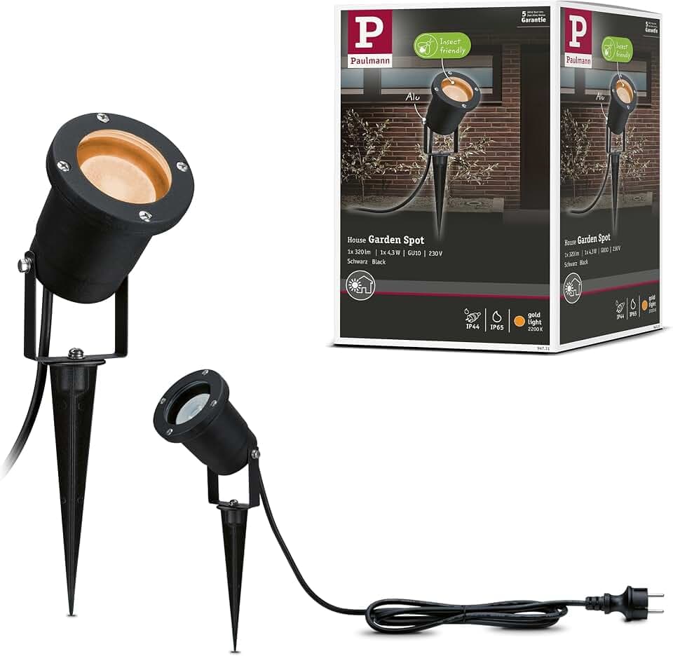 Paulmann LED Gartenstrahler Goldlicht GU10 Schwarz 2200K