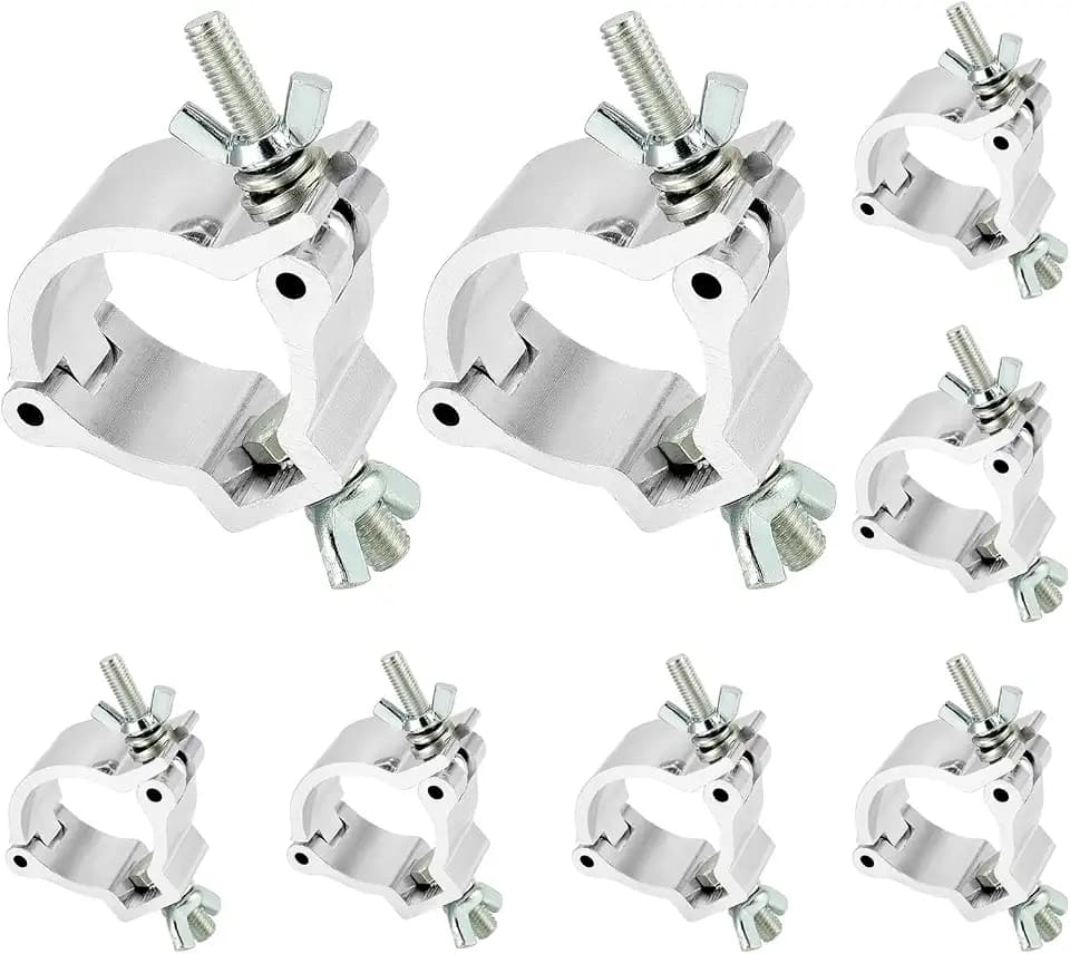 QWORK® 8er Pack Traverse Klemmen - 45-52mm - 100kg Kapazität - Aluminiumlegierung Klemmen für Bühnenlicht Scheinwerfer Moving Head Beleuchtung
