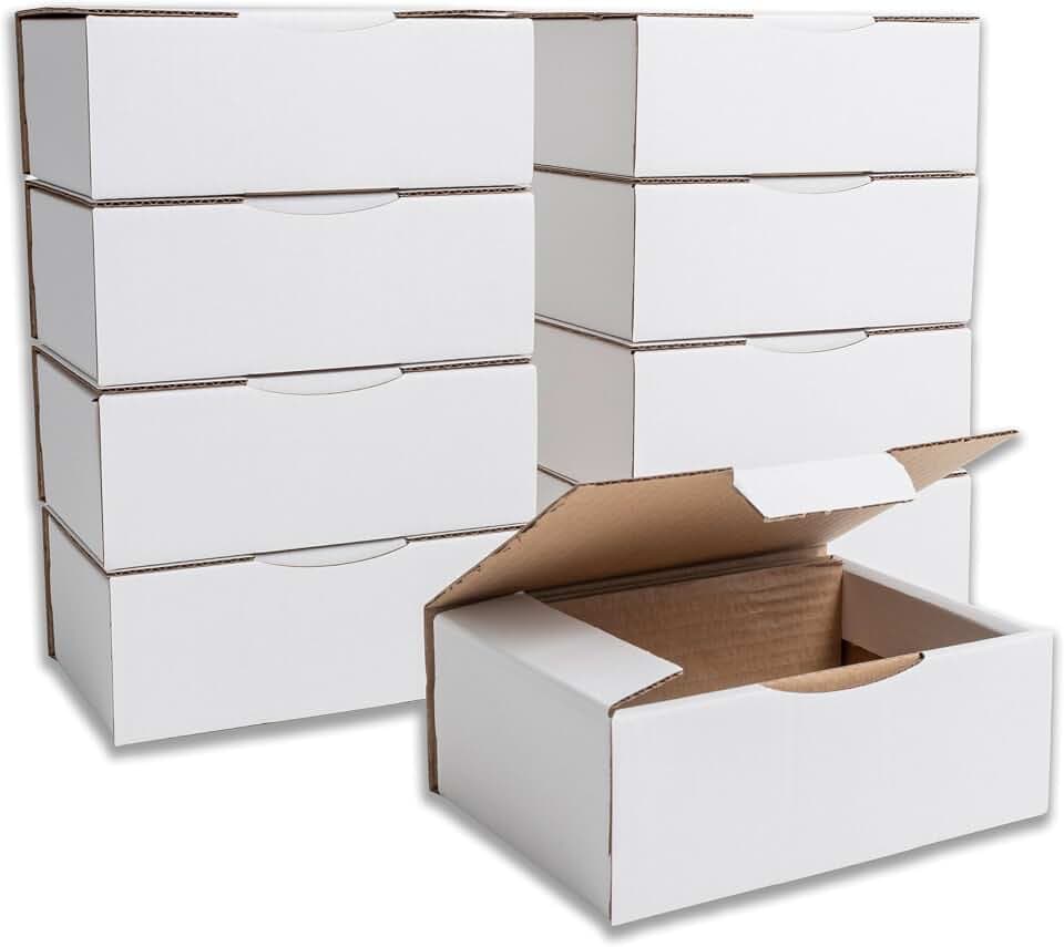IPEA Faltkartons Weiß 20 x 14 x 7,5 cm für Versand, E-Commerce, Geschenke - [ 10 Stück ] - Made in Italy - Quadratische Mehrzweckboxen zum Verpacken von Gegenständen, Veranstaltungen - Kartonboxen