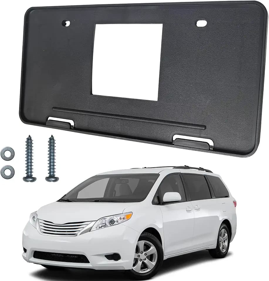 Front License Plate Frame Mounting Bracket Tag Holder Textured Black Fits for 2011-2017 Toyota Sienna Replace 7510108010 TO1068119