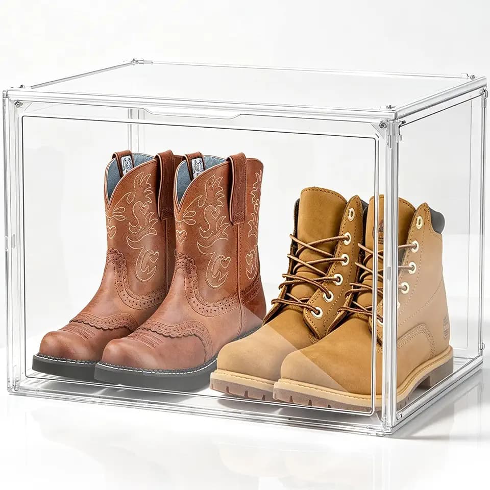 17.7'' Oversized Shoe Acrylic-Look Display Case for Cowboy Boot,Helmet,Bag