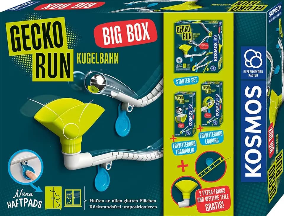 KOSMOS Gecko Run - Big Pack, Erweiterbare Kugelbahn für Kinder