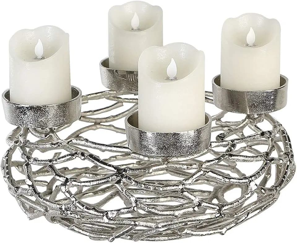 Casablanca Adventsleuchter Twigs antik-silberD.37cm [W]
