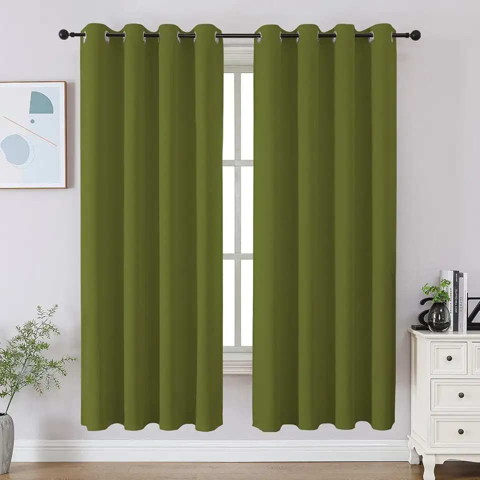 CUCRAF Green Blackout Curtains 63 inch Length 2 Panels Set, Room Darkening Drapes for Living Room Bedroom, Thermal Insulated Light Blocking Grommet Window Curtain (W52 x L63 Inch)