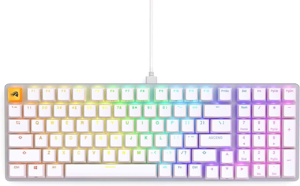 GLORIOUS GMMK 2 Small Gaming Keyboard Base- Barebones Kit- TKL Hot Swappable DIY White Mechanical Keyboard - Wired, RGB Backlit,- PC Setup Accessories- 65%, White