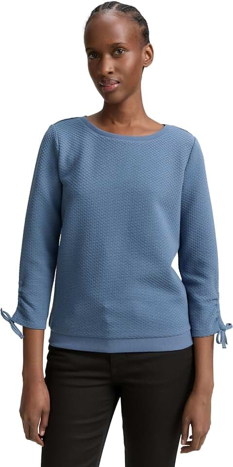 Tom Tailor Denim Damen 1047227 Sweatshirt mit Raffärmeln (1er Pack)