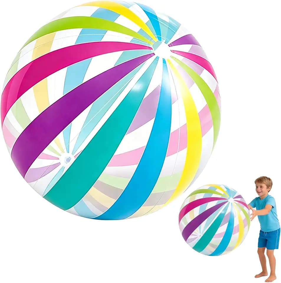 POPOYU 23.7"/60cm strandball aufblasbar,Wasserball aufblasbar groß,aufblasbarer Wasserball,Schwimmbad Pool Strand Spielzeug Ball,aufblasbarer Ball für Sommer-Pool-Party-Spielzeug,Strandspielzeug
