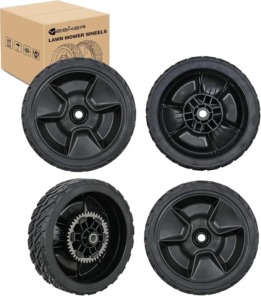 Yesker Lawn Mower Wheels Replacement 8 Inch, 2 Rear 42710-VR8-N00ZA and 2 Front 44710-VR8-N00ZA, Honda Lawnmower Wheels Compatible with HRN216 Series for Self-Propelled Walk-Behind, 4-Pack