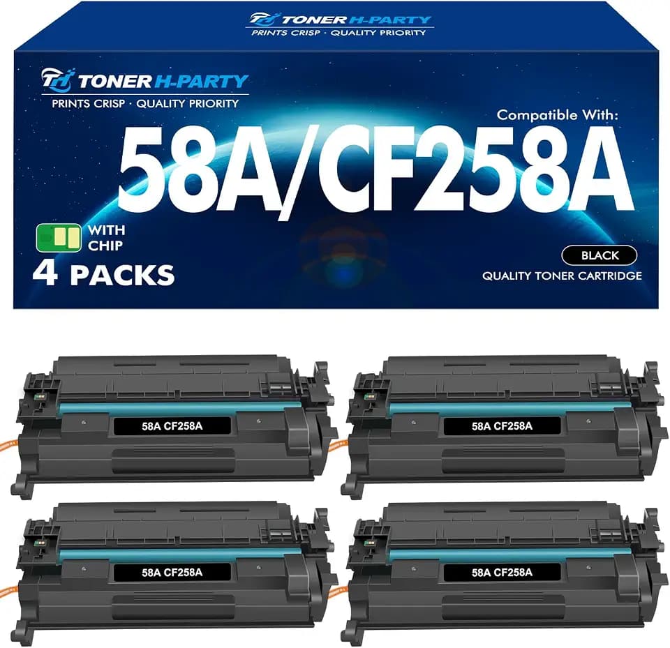 CF258A 58A Toner Cartridge Black for HP M428fdw M404n 58X with Chip 4 Pack