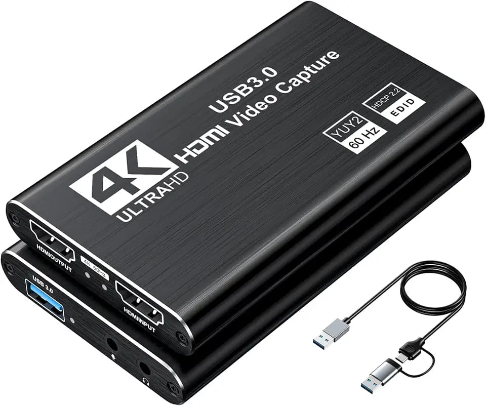 XIIXMASK Video-Capture-Karte, Audio-Video-Capture-Karte, USB 3.0 Capture Card 4K HDMI Loop-Out, 1080P 60FPS/2K 30FPS Videospiel-Capture für Streaming, funktioniert für PS5/Switch/Kamera/PC/OBS