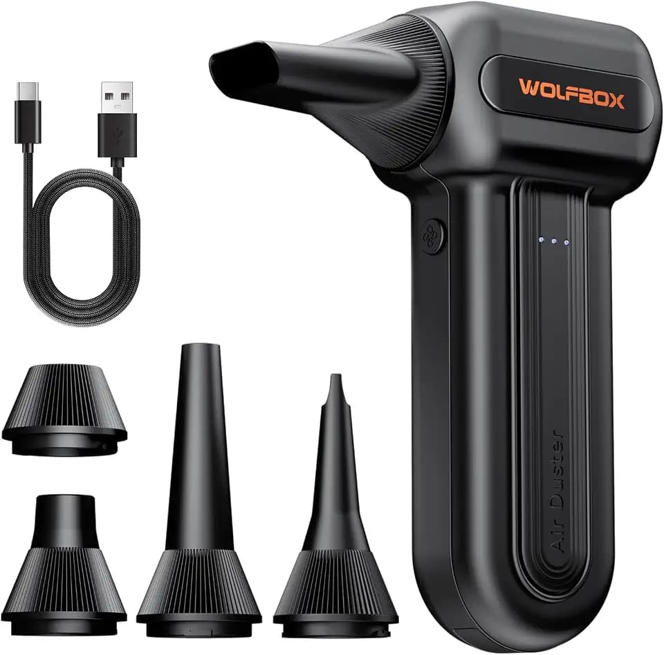 WOLFBOX MF60 Compressed Air Duster, 3-Speed Adjustable, Electric, Cordless