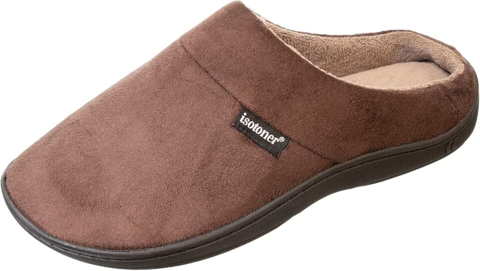 isotoner Men's Open Back Slipper with Memory Foam and Indoor/Outdoor Sole