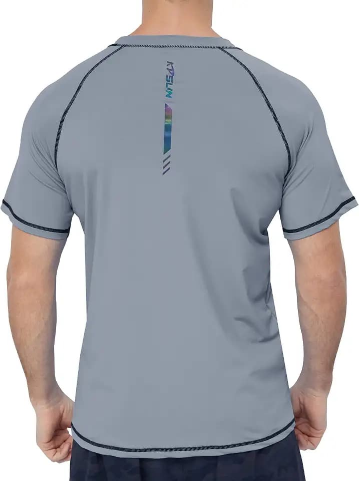 Mens Swim Shirts UPF 50+ Sun Protection Rash Guard Beach Fishing T Shirts