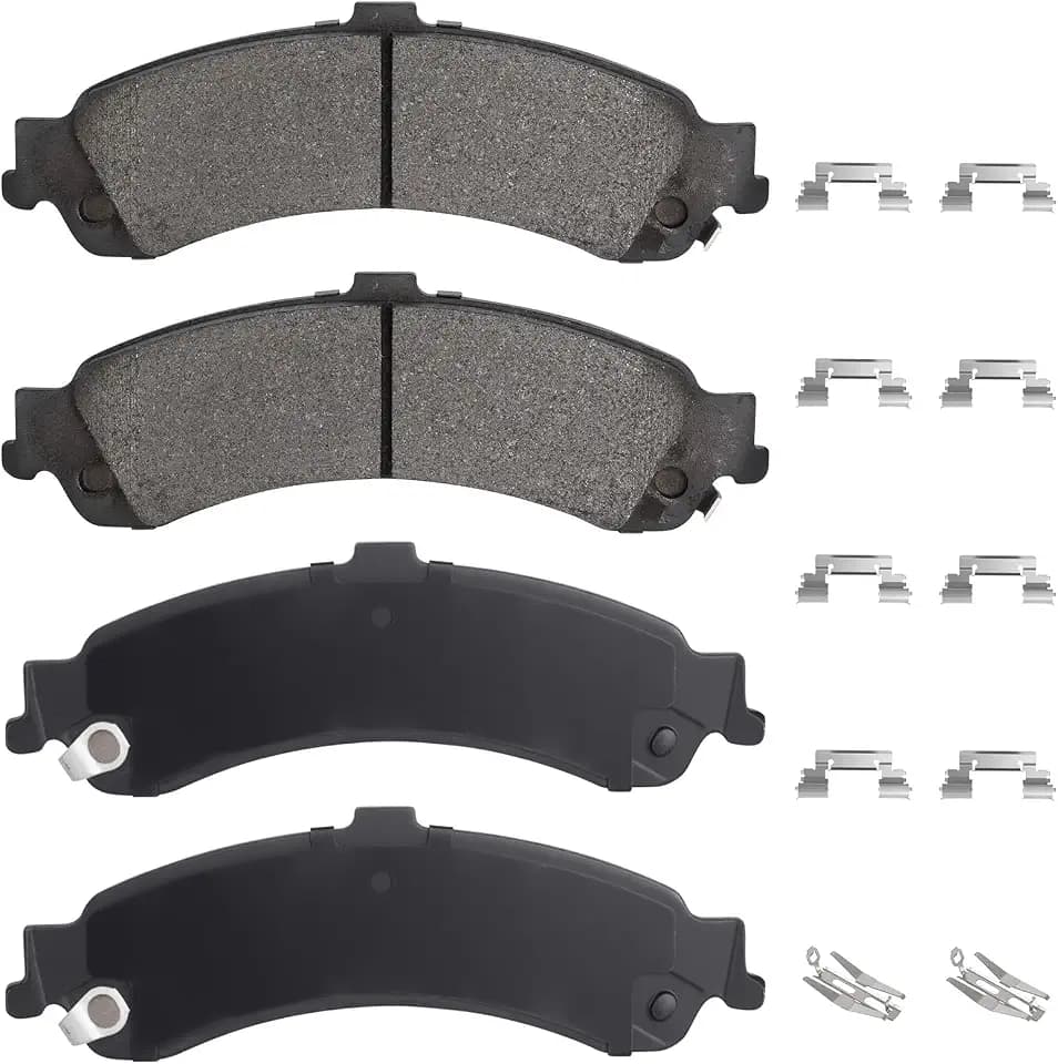 Rear Semi-metallic Disc Brake Pads Set for Chevy Silverado 1500, Avalanche, Tahoe, Suburban 1500, for GMC Sierra 1500, Yukon XL 1500, for Cadillac Escalade ESV EXT 01-06 4PCS(With Hardware)