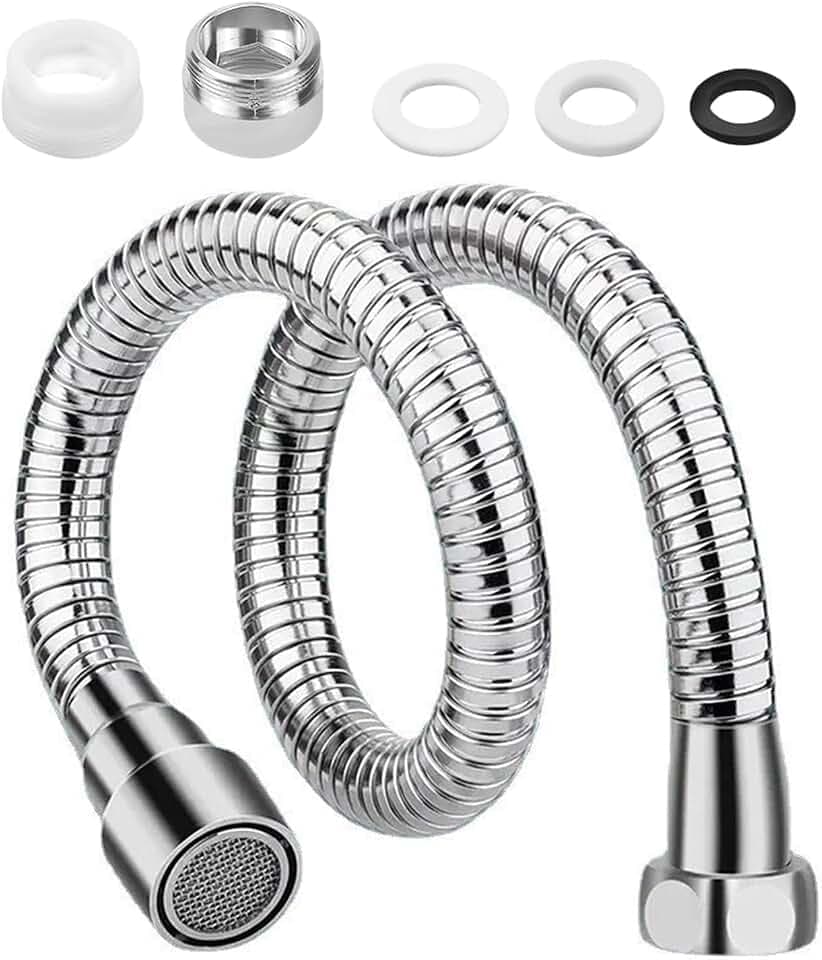 Wasserhahnverlängerung 50CM, 360 Grad Schwenkbar, 2 Modi Wasserauslass, Edelstahl, Poliert, Perfekt für Küche, Bad & mehr