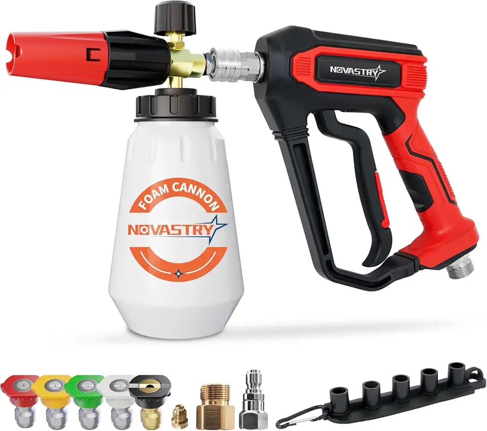 Pressure Washer Foam Cannon Gun & Sprayer Kit, Car Wash Kit with 5 Adjustable Nozzles, 1/4" Quick Connect, Fits 1000-4000 PSI, Includes Foam Sprayer & Accessories