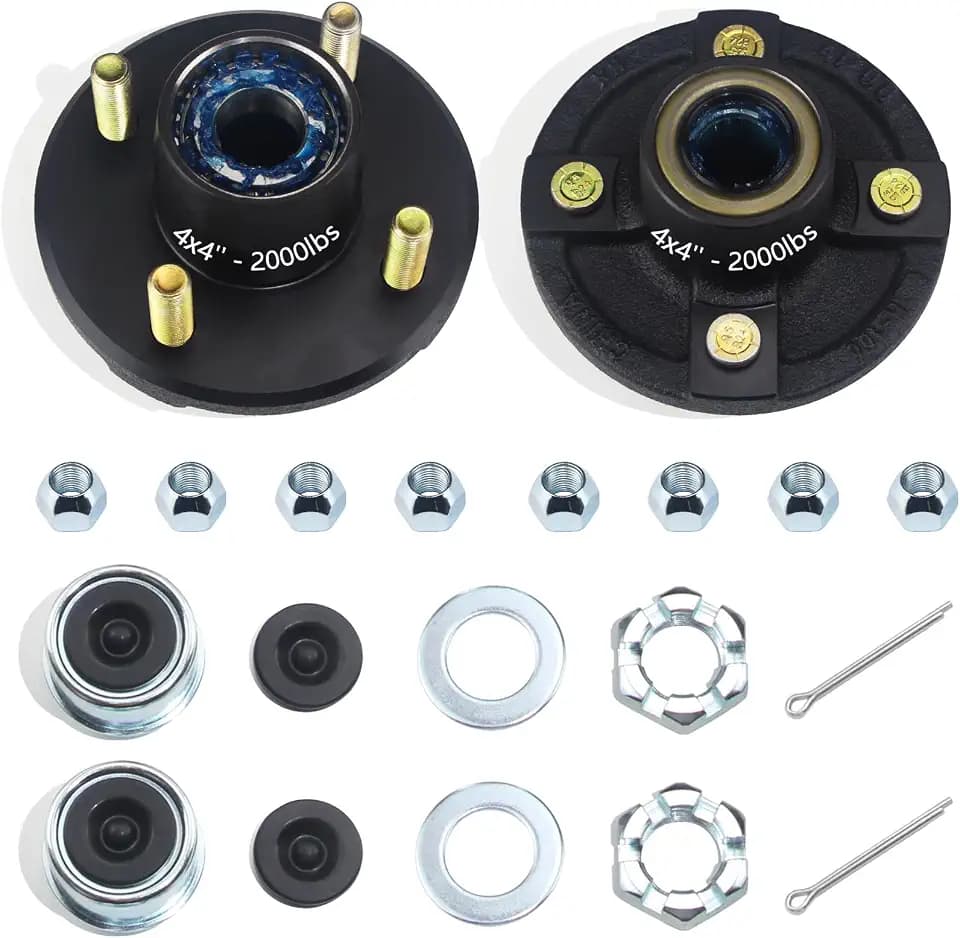 Pre-Greased 4 on 4'' Trailer Hub Kit for 2000 lb 1'' Straight Axle