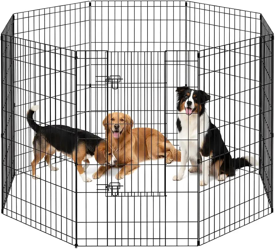 FDW | Dog Playpen | 42", 8 Panels | Heavy Duty Metal Pet Exercise Pen