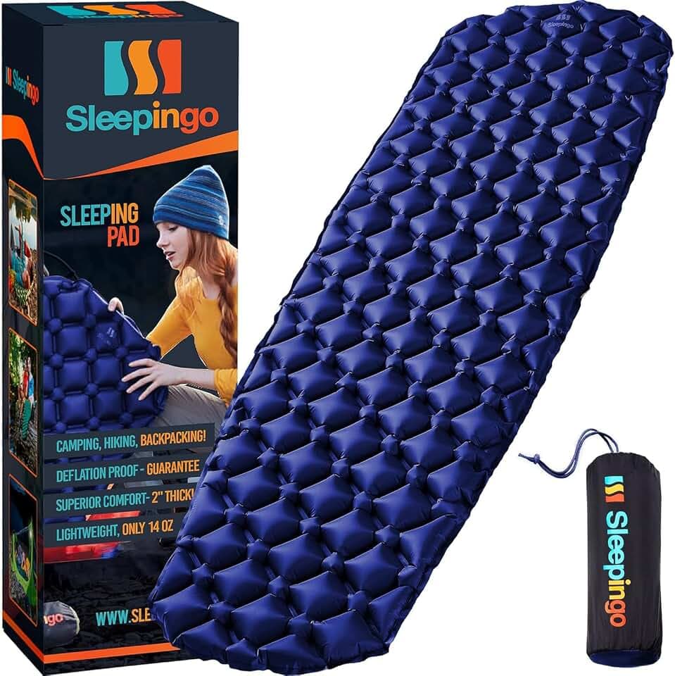 Sleepingo Ultralight Sleeping Mat - Inflatable & Compact Camping Air Mattress for Backpacking, Hiking- New