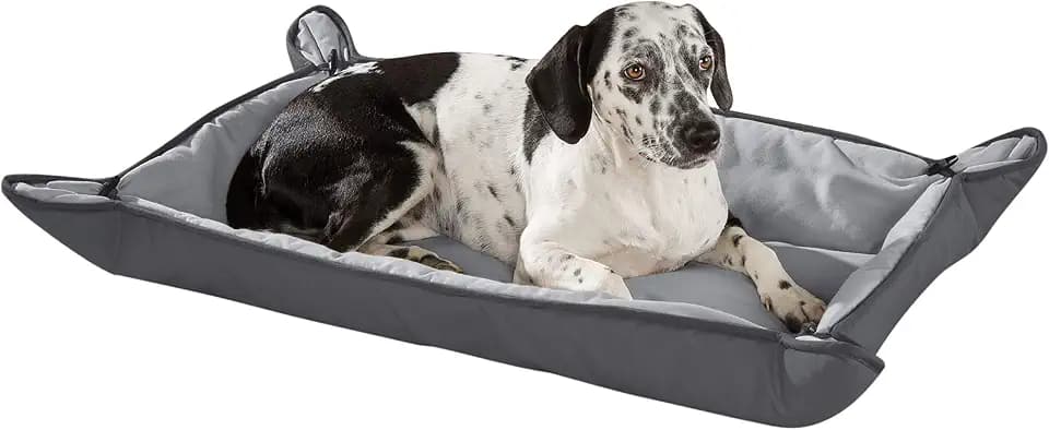 KAHU® Hundebett (65 x 100 cm) • Faltbar für Hunde & Katzen • 2-in-1 Bett & Decke • Waschbar und Beidseitig Verwendbar • Ökotex Zertifiziert • Grau