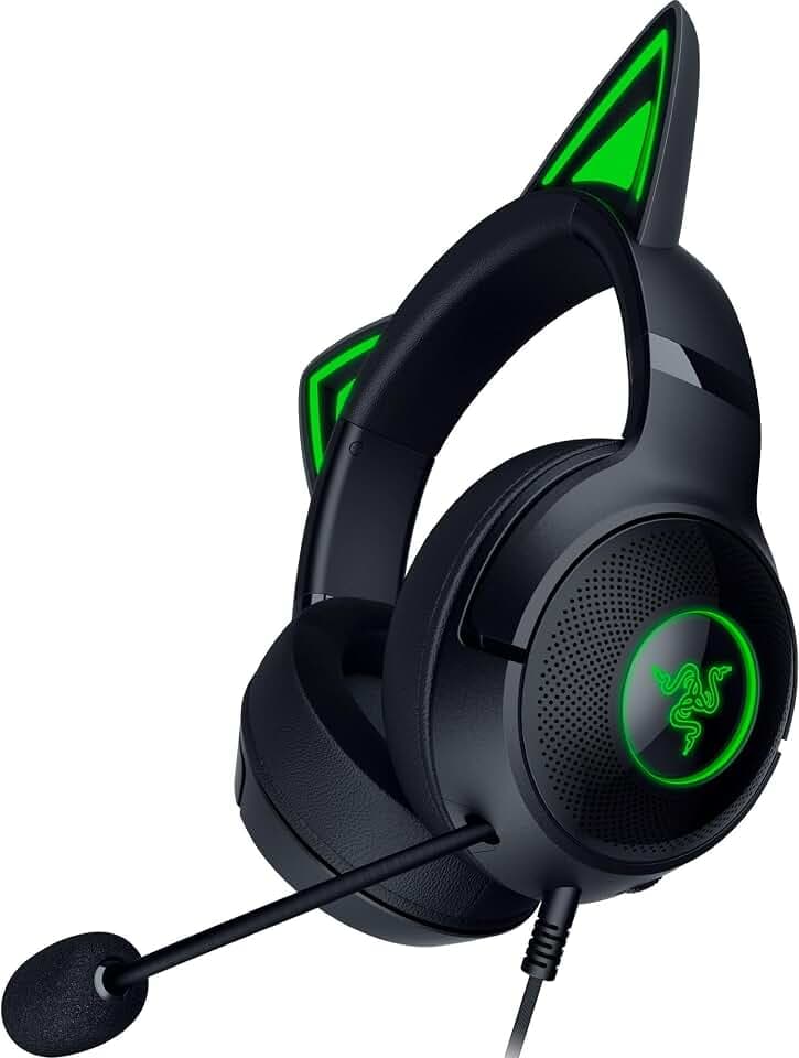 Razer Kraken Kitty V2 - Kabelgebundenes RGB-Headset mit Katzenohren (Reaktive Streaming-Beleuchtung, HyperClear Mikro, Triforce 40mm Treiber, 7.1 Surround Sound) Schwarz