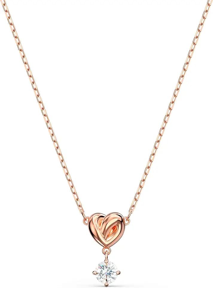 Swarovski Lifelong Heart Necklace, Earrings, and Bracelet Crystal Jewelry Collection, Rose Gold & Rhodium Tone Finish