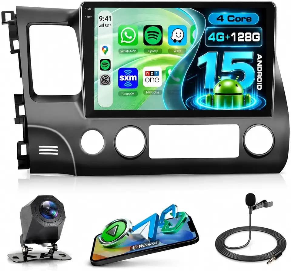 Rimoody 4G+128G Android 15 Car Stereo Radio for Honda Civic 2006-2011