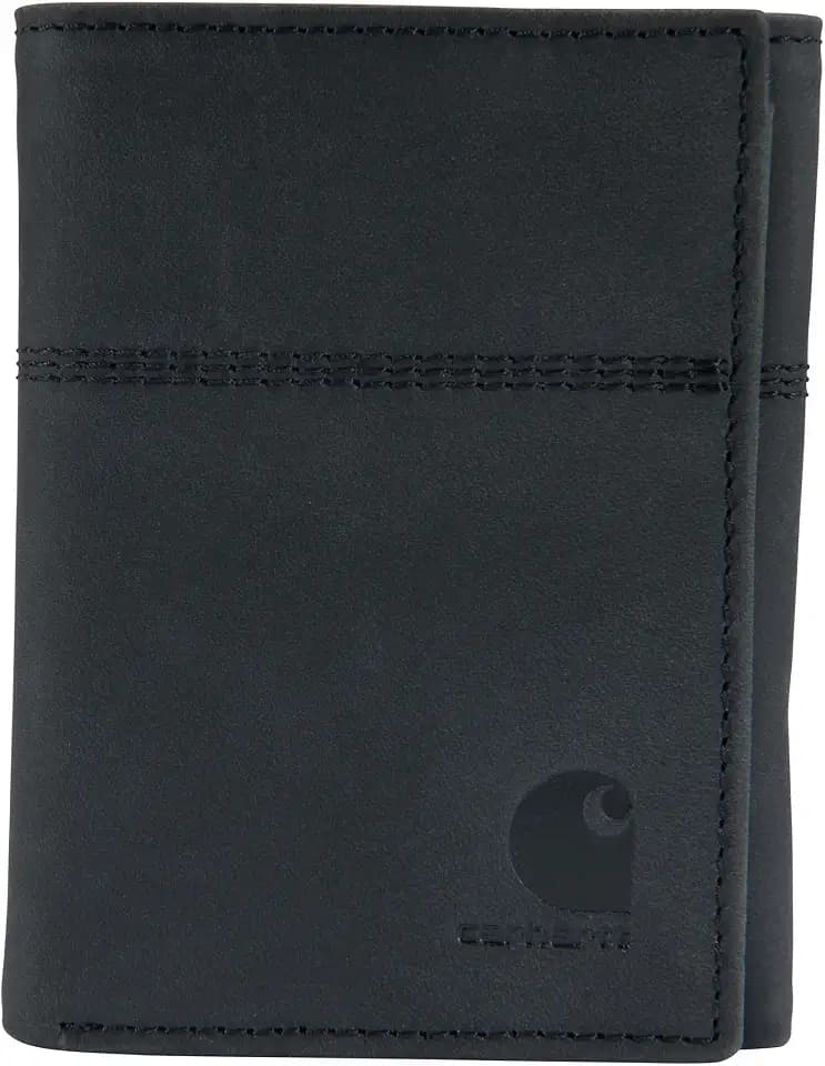 Carhartt Nubuck Leather Trifold Wallet Black