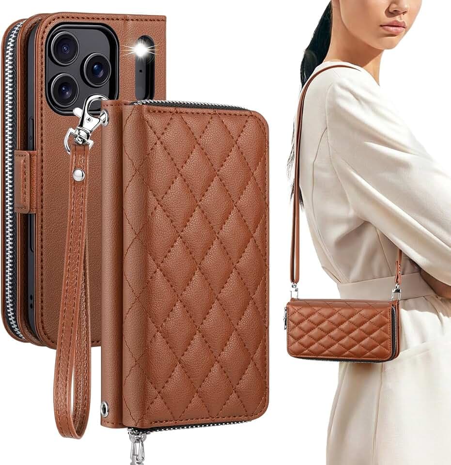 OCASE Crossbody Wallet Case for iPhone 18 Pro Max/ 17 Pro Max, Brown Argyle