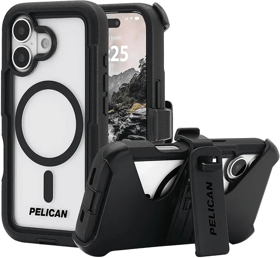 Pelican Voyager iPhone 17 Case - Rugged MagSafe Phone Case - Black/Clear