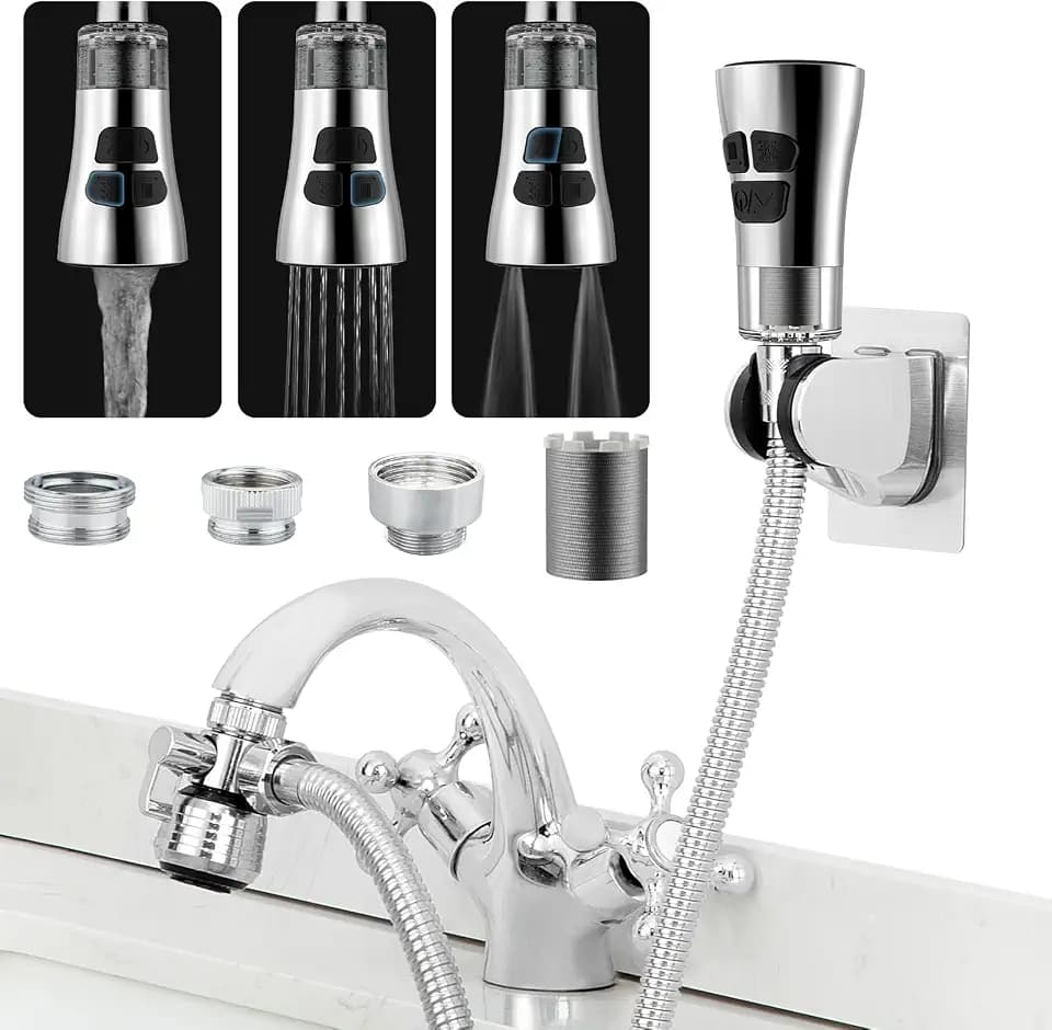 CECEFIN Kitchen Faucet Hose Attachment, 4-Mode ON/Off Spray Head w/Filter