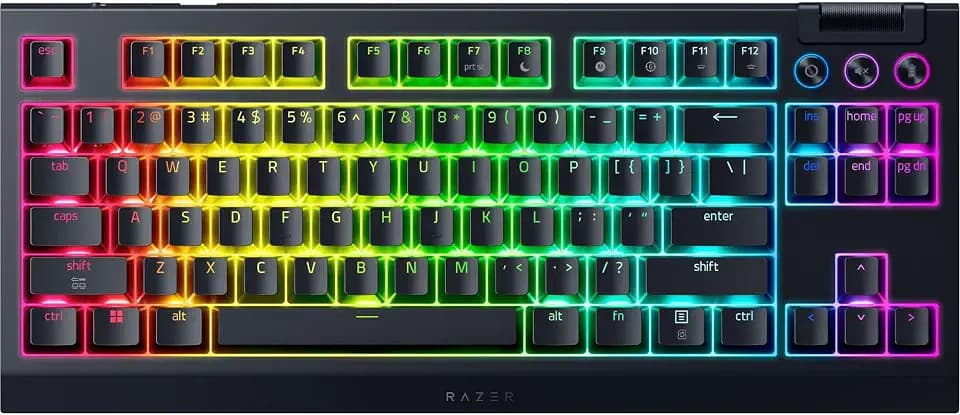 Razer BlackWidow V4 Tenkeyless HyperSpeed (Orange Tactile Switch) - Kabellose Hot-Swap-Gaming-Tastatur - ohne Ziffernblock - Bluetooth & HyperSpeed 1000Hz - Snap Tap - QWERTY US-Layout | Schwarz