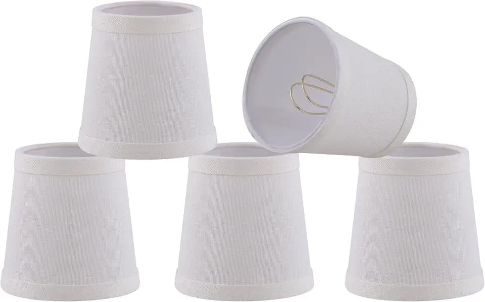 Aspen Creative 51039-5, Hardback Empire Tranditional Clip-On Chandelier Shade, Off-White Linen Fabric, 3" Top x 4" Bottom x 4" Slant, Set Of 5