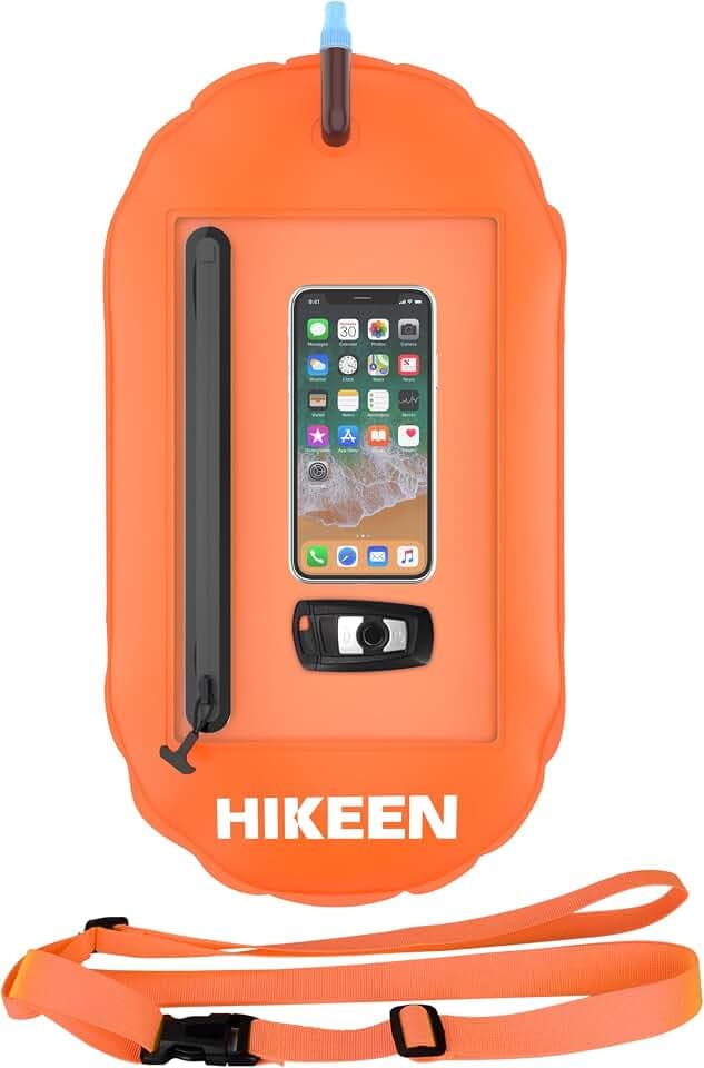 BOOSTEADY Schwimmboje Trockensack IPX7 Wasserdicht mit Touchscreen-Handyfach – Aufblasbare Swimming Buoy für Triathlon, Schnorcheln & Freiwasserschwimmen