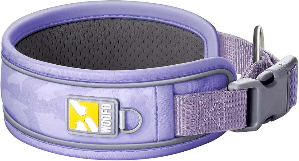 Premium Dog Collar | Super Adjustable for All Breeds, Quick Release Buckle | Extra Soft and Widened Padding & Reflective Trim Design for Safety (Medium, Violet)