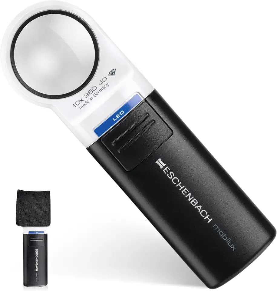 Eschenbach Optik mobilux LED Lupe mit 10x-Vergrößerung und Linsengröße 35mm
