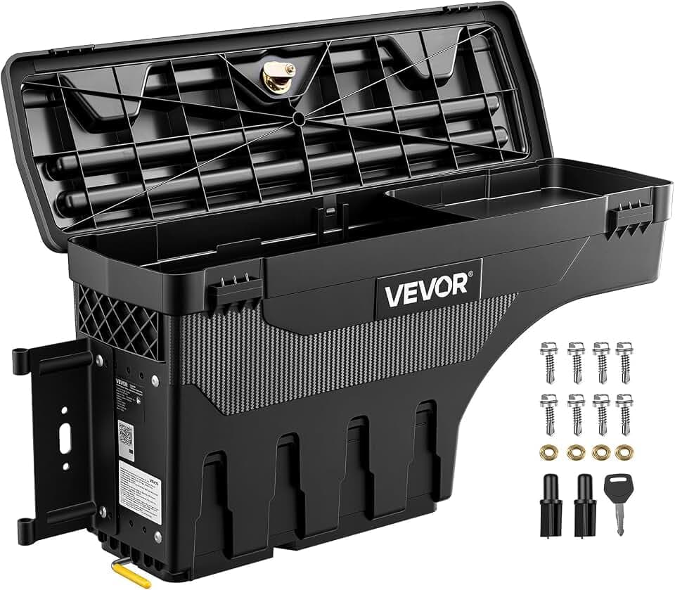 VEVOR Truck Bed Storage Box 6.6 Gal/25 L Waterproof ABS Wheel Well Tool Box