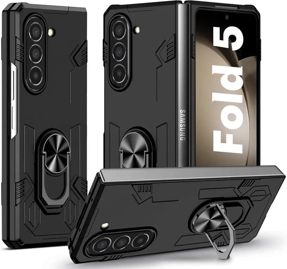Panzerhülle für Samsung Galaxy Z Fold 5 Hülle mit Ständer, Heavy Duty Schutzhülle für Samsung Z Fold 5 Hülle, Ganzkörper Militärischer Robust Stoßfest Handyhülle für Samsung Fold 5 Case