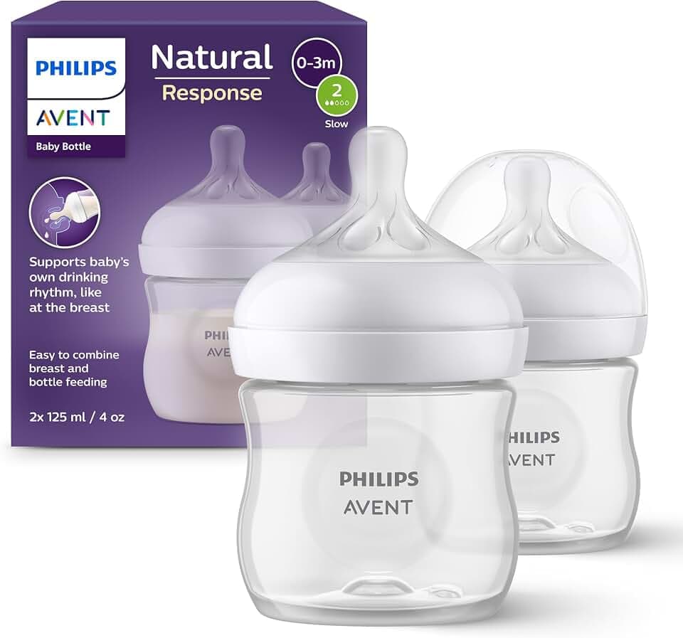 Philips AVENT Babyflaschen Natural Response – 2x Babyflaschen, 125 ml, für Neugeborene ab 0 Monaten, BPA-frei (Modell SCY900/02)