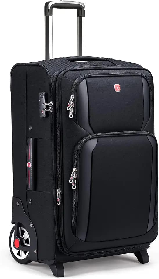 ROPLUS Laduga Softside Expandable Luggage with Large Steel Wheels Checked-Luggage Suicase (Black, 29-Inch)