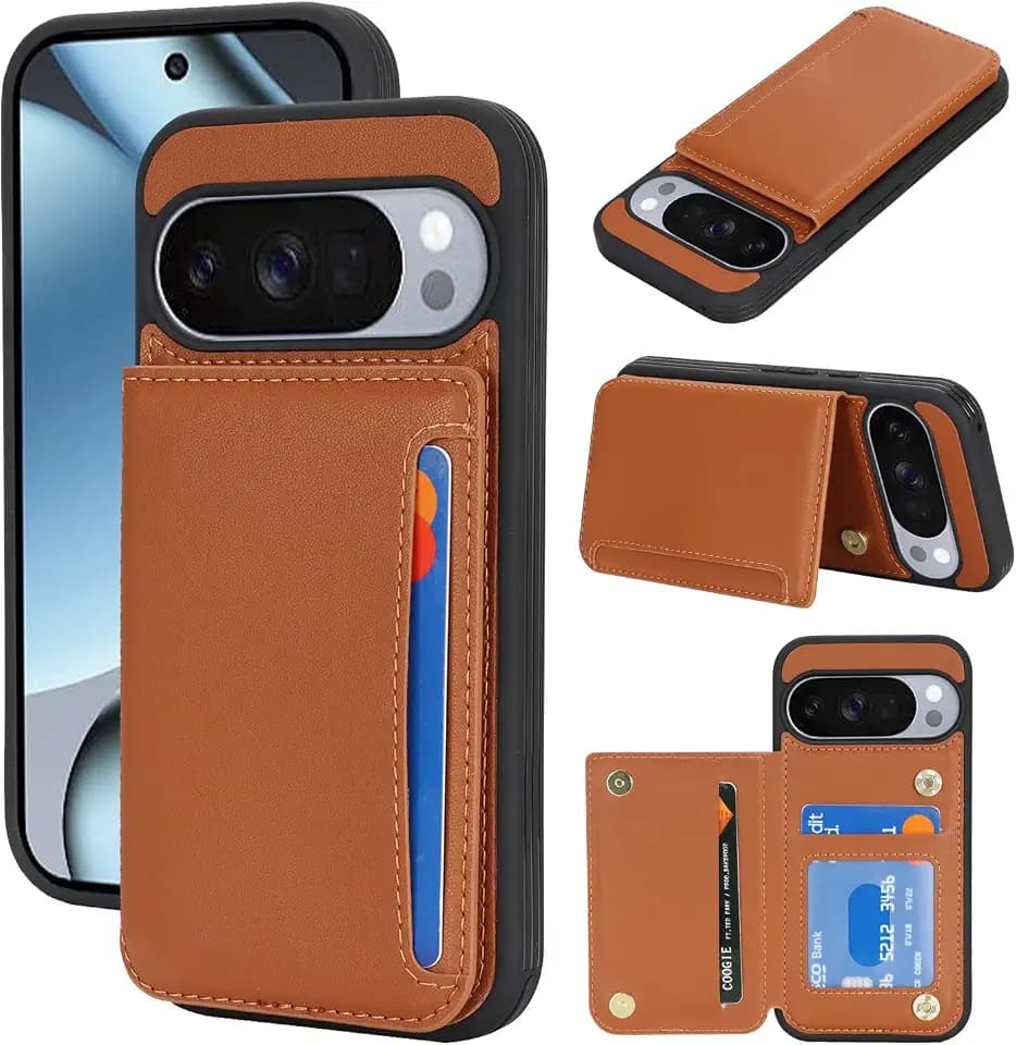 iCoverCase Compatible with Google Pixel 10/10 Pro Case with Card Holder, Wallet Phone Case for Women Men [RFID Blocking] PU Leather Protective Wallet Case for Pixel 10/10 Pro (Light Brown)