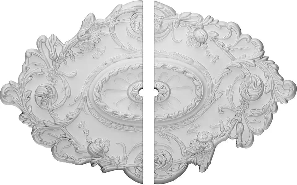 Ekena Millwork CM30SG2-01500 30 1/2"W x 20"H x 1 1/2"ID x 1 1/2"P Strasbourg Ceiling Medallion, Fits Canopies up to 1-1/2", 2 Piece