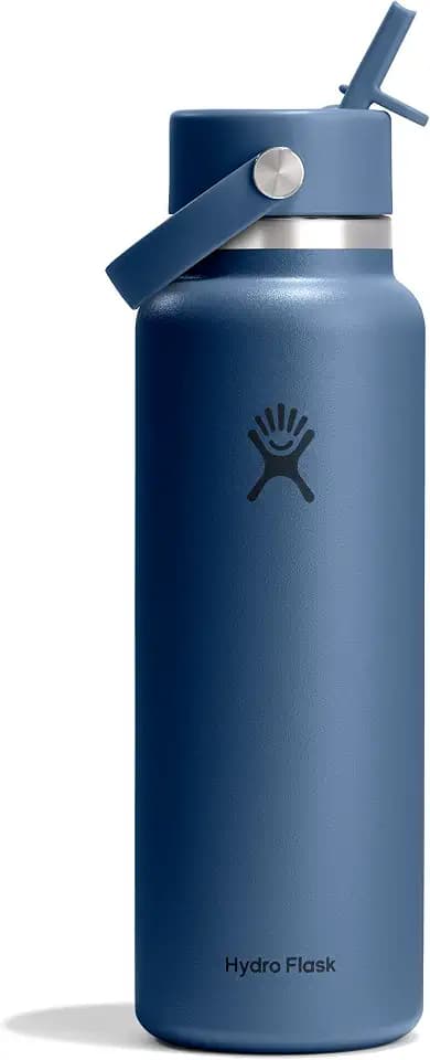 Hydro Flask Water Bottle - Insulated Stainless Steel - Wide Straw Lid, Non Spill, Leakproof in 40 Oz Harbor Blue