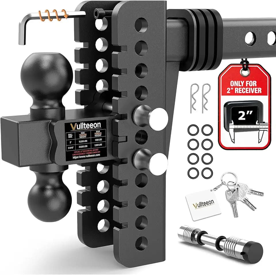 Adjustable Trailer Hitch, 8in Drop Hitch (for 2 Inch Receivers)