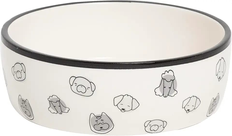 Pearhead Ceramic Dog Faces Dog Bowl, Small/Medium 2.25 Cups/ 18 oz