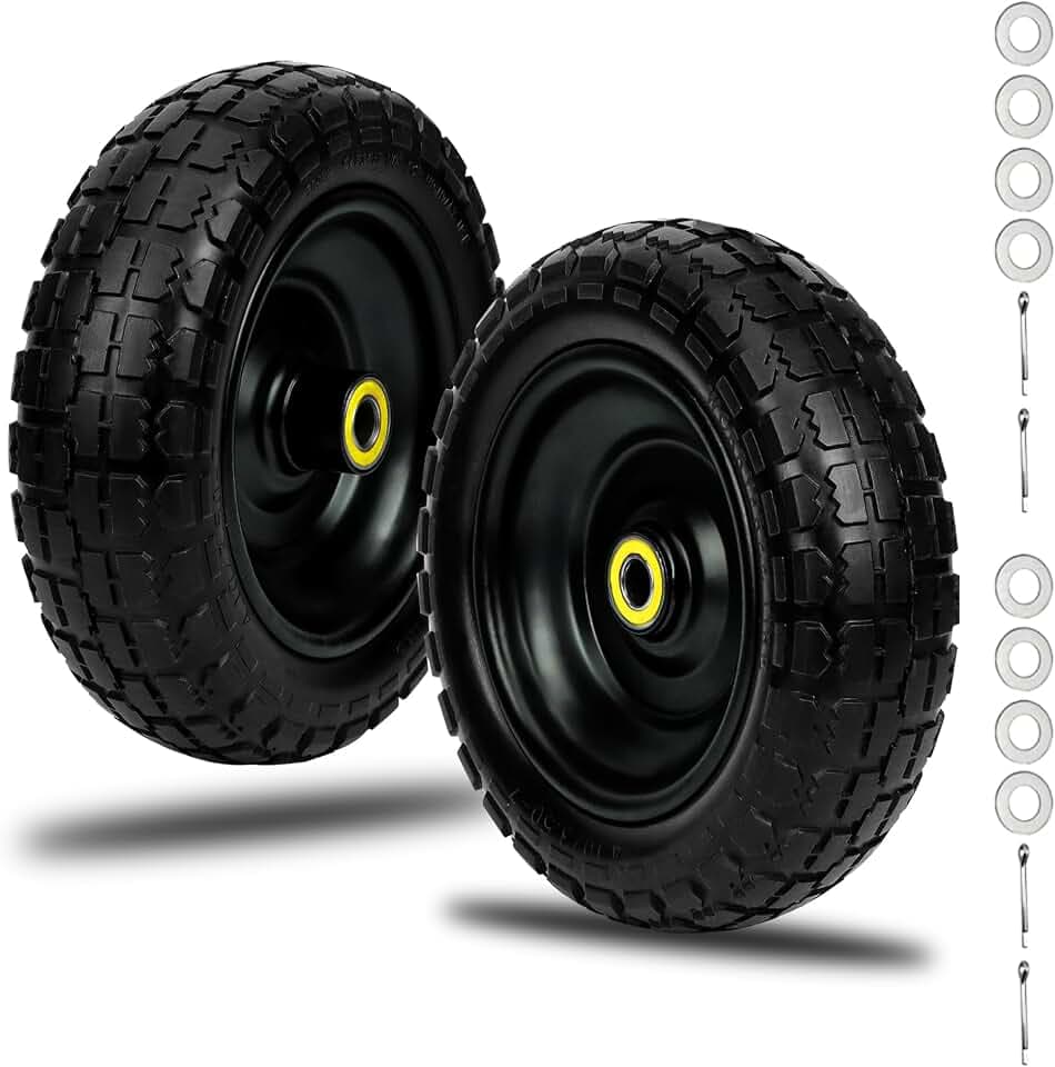 13" Solid Rubber Tires Replacement for 13"Garden Cart Tires Replacement with 5/8" Axle Borehole, 2.1" Offset Hub, 3.15" Wide Tires Used for Wheelbarrow Garden Cart and Trolleys by Cenipar, 2-Pack